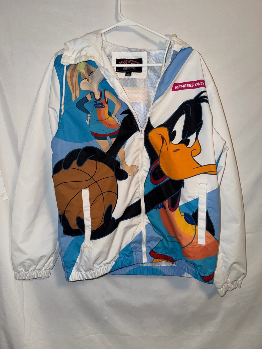 Members Only White & Blue Daffy Duck Kids' Hooded Jacket